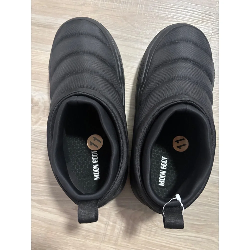 Moon Boot Ltrack Low Nylon Black Puffer Slip On Winter Boots Mens 10 Womens 11